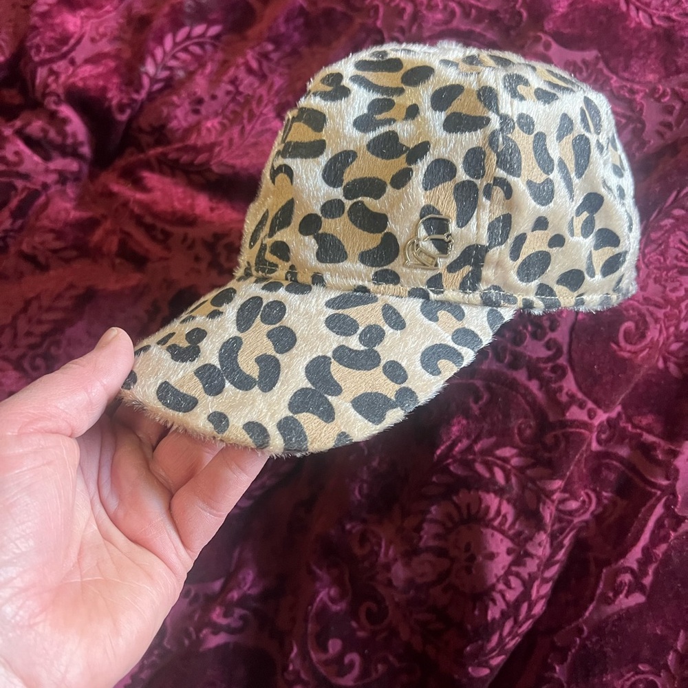 Karl Lagerfeld Animal Print Cap - Black and Cream